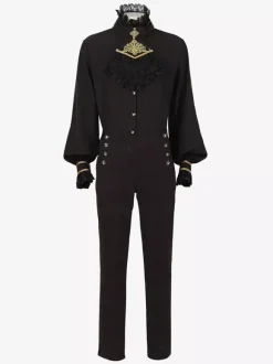 Costumes rétro en polyester rétro vintage noir pour homme