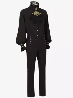 Costumes rétro en polyester rétro vintage noir pour homme
