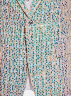 Costumes rétro hommes Ensemble Vintage argenté élégant à manches longues cravate en Fiber de Polyester