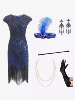 Costumes Rétro Noirs Femmes Ensemble Franges Paillettes Robe Vintage Marie Antoinette Robe De Bal Bourgogne