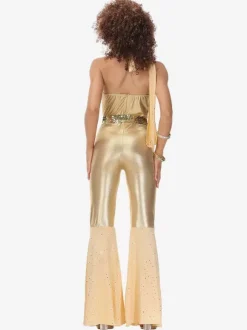 Costumes Rétro Or En Polyester Combinaison Rétro Pour Femmes Costume Vintage 1970s Déguisement