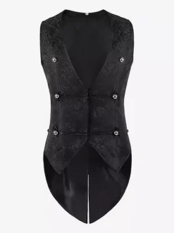 Costumes rétro sans manches en polyester vintage noir pour homme