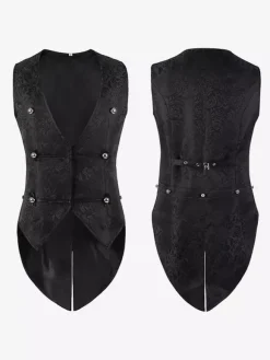 Costumes rétro sans manches en polyester vintage noir pour homme