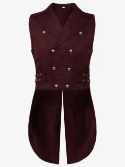 Costumes rétro sans manches en polyester rétro haut vintage noir pour homme Bourgogne