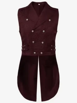 Costumes rétro sans manches en polyester rétro haut vintage noir pour homme Bourgogne