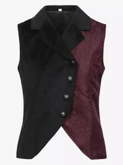 Costumes rétro sans manches en polyester vintage bordeaux pour homme
