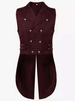 Costumes rétro sans manches en polyester rétro haut vintage noir pour homme Bourgogne