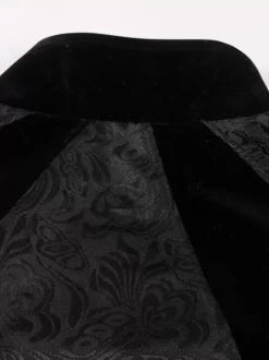 Costumes rétro sans manches en jacquard de polyester élégant vintage noir pour homme