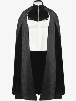 Costumes rétro sans manches en jacquard de polyester élégant vintage noir pour homme