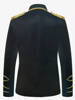 Costumes Vintage Bleu Foncé Haut Boutons Polyester Manches Longues Costumes Rétro Pour Homme