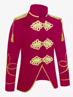 Costumes Vintage Bleu Foncé Haut Boutons Polyester Manches Longues Costumes Rétro Pour Homme