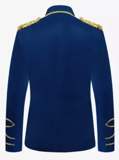 Costumes Vintage Bleu Foncé Haut Boutons Polyester Manches Longues Costumes Rétro Pour Homme