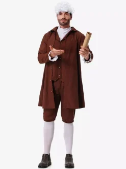 Costumes Café Marron Hommes Rétro Gilet Pantalon Ensemble Costumes De Vacances