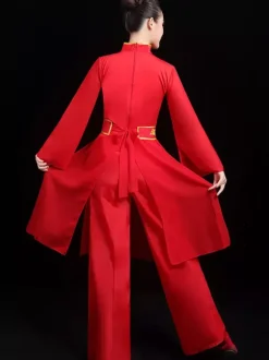 Costumes Chinois Costume De Danse Du Dragon Rouge Costumes De Carnaval Tenue 2 Pièces Déguisements Halloween