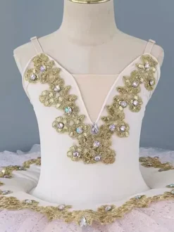 Costumes de danse classique saumon pour femmes et enfants robe-salopette ballerine avec application tunique vêtements de danse
