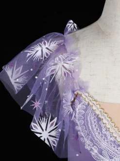 Costumes de Danse de Ballet Violet Femme Enfant Ballerine Volants Dentelle Imprimé Floral Robe en Polyester Vêtements de Danse