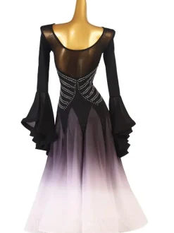 Costumes de danse de salon Black Women's Sexy Polyester Sequins Dress Dancer Dancing Wear
