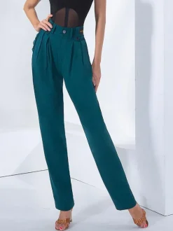 Costumes de danse de salon pantalons en spandex lycra vert foncé vêtements de danse pour femmes