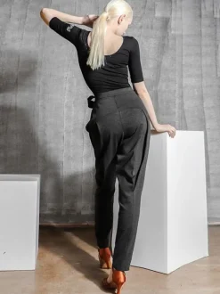 Costumes de danse de salon pour femmes Pantalons en polyester gris foncé Vêtements de danse