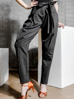 Costumes de danse de salon pour femmes Pantalons en polyester gris foncé Vêtements de danse