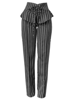 Costumes de danse de salon pour femmes Bas en polyester noir Rayures Pantalons à motifs Vêtements de danse