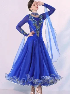 Costumes De Danse De Salon Robe En Lycra Pour Femme Rose Vêtements De Danse
