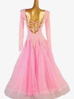 Costumes de danse de salon Robe tunique sexy en lycra et élasthanne pour femme rose Robe de danse