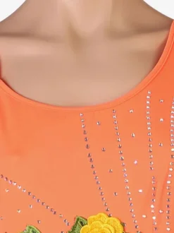 Costumes de danse de salon Robe Lycra Spandex Orange pour femmes Vêtements de danse