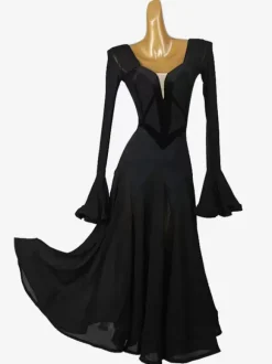 Costumes de danse de salon Vert Femme Bloc de Couleur Lycra Spandex Robe Volants Robe de Danse
