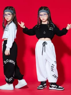 Costumes de danse Jazz pantalons en Polyester fille haut vêtements de danse