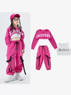 Costumes de danse Jazz pantalons en Polyester fille haut vêtements de danse