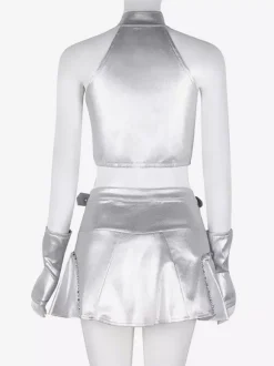 Costumes de danse jazz pour femmes avec fermeture éclair argentée sur le devant Ensembles de danse jazz Vêtements de danse