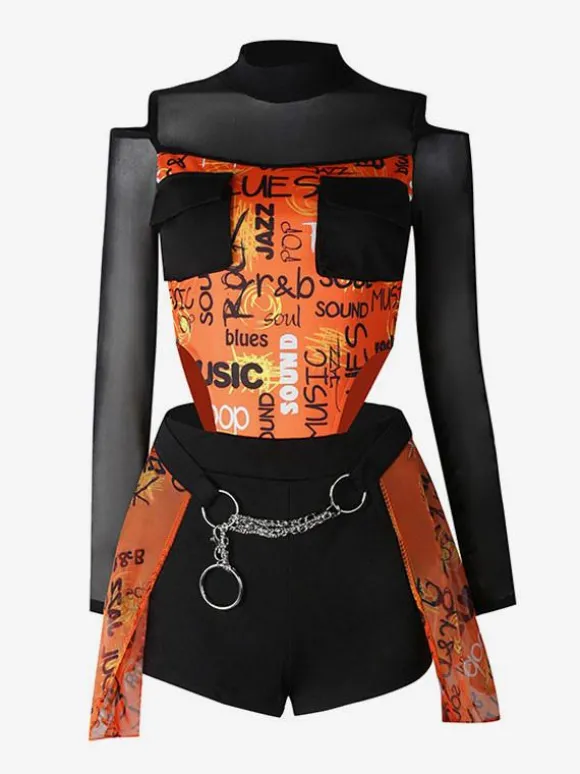 Costumes De Danse Jazz Top Short En Polyester Pour Femmes Ensemble De Danse
