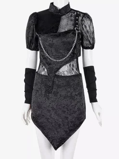 Costumes de danse noirs pour femmes Jazz Hip Hop Punk Jupe Top Jupe Ensemble Vêtements de danse