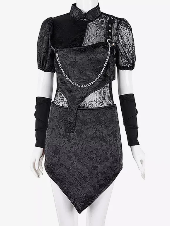 Costumes de danse noirs pour femmes Jazz Hip Hop Punk Jupe Top Jupe Ensemble Vêtements de danse