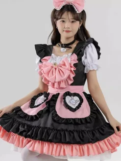 Costumes de femme de chambre Robe de fille marron café