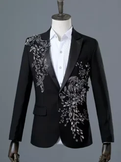 Costumes de performance rétro à manches longues pour hommes noirs Bourgogne