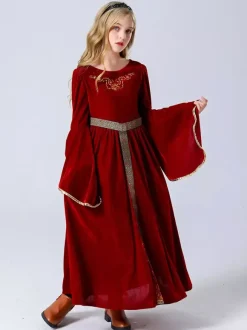 Costumes De Princesse Pour Enfants Vintage Déguisement Robe Bordeaux