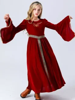 Costumes De Princesse Pour Enfants Vintage Déguisement Robe Bordeaux