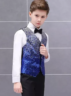 Costumes d'Halloween pour enfants Ensemble de fibres de polyester d'Halloween rouge Chemise pour enfants Cravate
