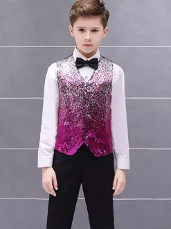 Costumes d'Halloween pour enfants Ensemble de fibres de polyester d'Halloween rouge Chemise pour enfants Cravate