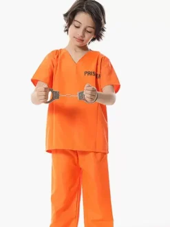 Costumes d'Halloween pour enfants Ensemble de polyester d'Halloween orange Pantalon haut pour enfant