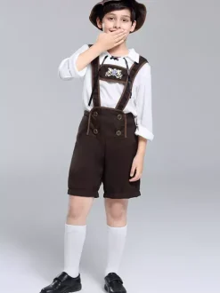 Costumes d'Halloween pour enfants Ensemble d'Halloween marron foncé Pantalon et haut en polyester pour enfants