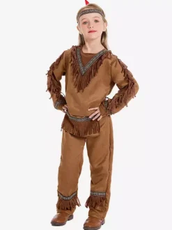 Costumes d'Halloween pour enfants Ensemble d'Halloween marron café Couvre-chef en polyester pour enfants Pantalons