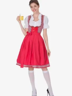 Costumes d'Oktoberfest Ensemble de tablier et robe rétro à carreaux verts Costumes de vacances