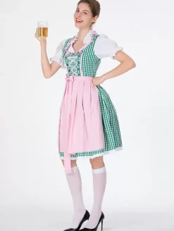 Costumes d'Oktoberfest Ensemble de tablier et robe rétro à carreaux verts Costumes de vacances