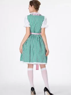 Costumes d'Oktoberfest Ensemble de tablier et robe rétro à carreaux verts Costumes de vacances