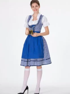 Costumes d'Oktoberfest Ensemble de tablier et robe rétro à carreaux verts Costumes de vacances