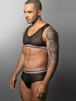 Costume sexy pour homme Gogoboy en dentelle pour jeu de rôle ensemble haut et pantalon court