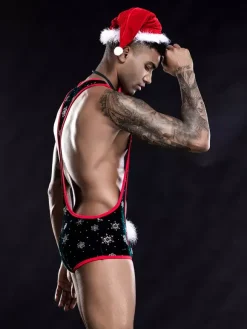 Costume sexy pour homme Halloween Noël cravate chapeau polyester tenue de boîte de nuit